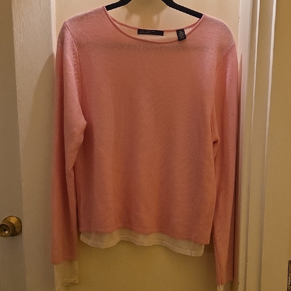 Lord & Taylor Dusty Pink Crewneck Cashmere Sweater